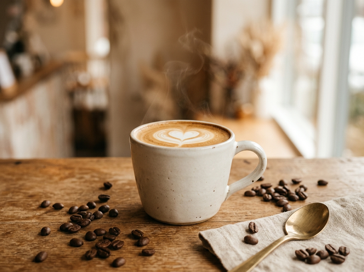 Cappuccino with foam heart latte art